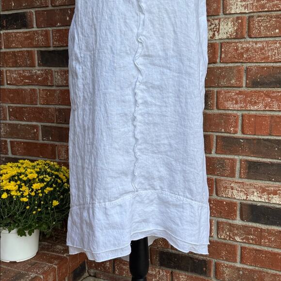 Pure Jill J. Jill Size M Elements White Seam 100% Linen MIDI Dress with Pockets - Picture 3 of 8
